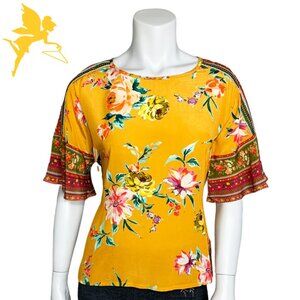 ANTHROPOLOGIE VINEET BAHL Silk floral top with tie belt